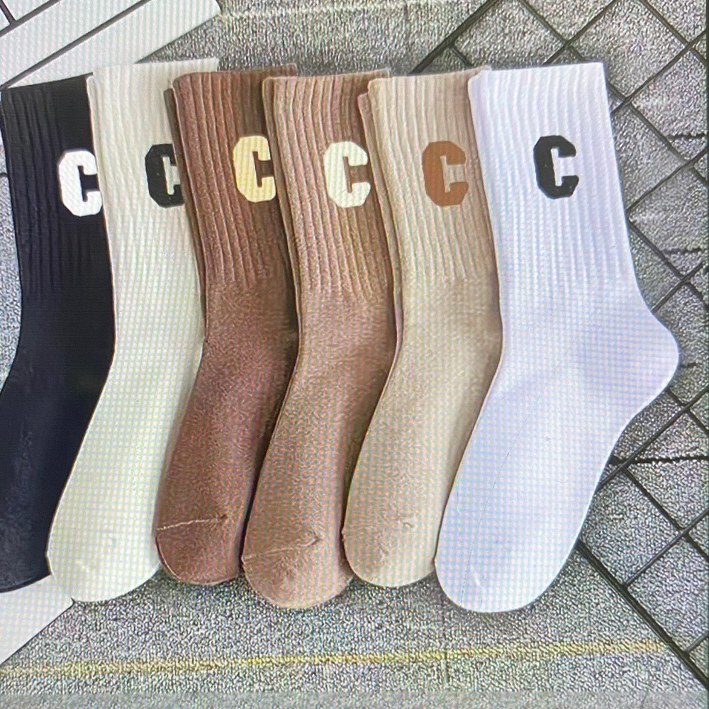 C Logo Men's Socks - Black, White, Brown, Cream